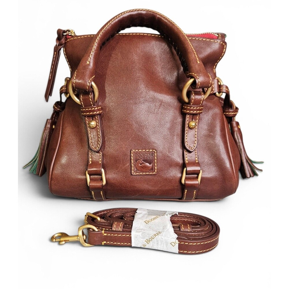 Dooney & Bourke Florentine Nano Satchel Crossbody Bag Brown Leather Tassel